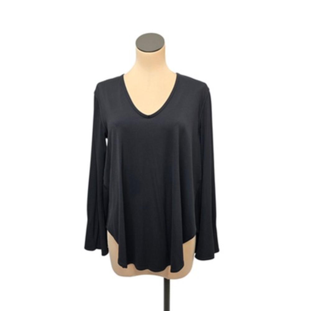 Lululemon Shirt Womens 4 Black V Neck Long Sleeve‎ Relaxed Yoga Top Flowy LW3FNS